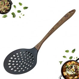 TongYuan Skimmer Slotted Spoon with Woodlike Soft Touch Handle-Skimmer Spatula Cooking Strainer For Soups,Stews,Gravy,Hot and Cold Foods