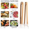 2 Pieces Magnetic Bamboo Toaster Tongs 8.7 Inch Wooden Kitchen Toast Tongs for Cooking Natural Bamboo Kitchen Utensils Suitable for Bagel Toast Cake Muffin Bread