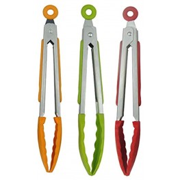 7 Mini Silicone Kitchen Stainless Steel Serving Tongs Mini Tongs for for BBQ Salad Grilling Cooking Appetizers and Food Serving 3 Pack