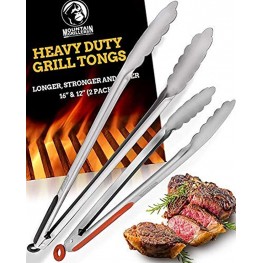 Grill Tongs for Cooking BBQ Heavy Duty Grilling Tongs for Cooking & Serving Food In The Sizes You Need 12 & 16 Long Locking Stainless Steel Tongs For Kitchen & Barbecue No More Burnt hands