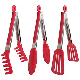 HST 3 Pack Kitchen Tongs Non Stick Stainless Steel Tongs With Silicone Tip for Cooking BBQ Baking