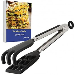 Mini Waffle Tongs by StarBlue – 8 Inches Silicone and Nylon Serving Tongs with Non-Slip Smooth Handles Non-Scratch and Dishwasher Safe Multipurpose Spatula Tongs for Serving