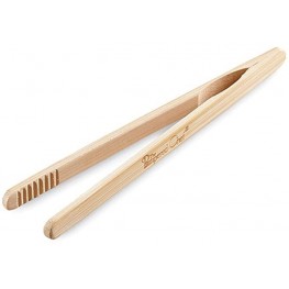 Pampered Chef Bamboo Toaster Tongs Reusable Wooden Toaster Kitchen Tongs 8" Long Ideal for Toast Fruits Bread & Pickles 2571