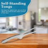 Patelai Stainless Steel Grill Tongs Korean Japanese BBQ Tongs Kitchen Tongs for Cooking Small Oven Serving Tong with Support Stand Self-Standing Tongs for Salad Grill Camping Barbecue Buffet 2