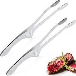Patelai Stainless Steel Grill Tongs Korean Japanese BBQ Tongs Kitchen Tongs for Cooking Small Oven Serving Tong with Support Stand Self-Standing Tongs for Salad Grill Camping Barbecue Buffet 2