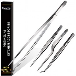 Professional Fine Cooking Tweezer Tongs,High-Precision Stainless Steel Kitchen Tweezers Tongs 1pcs 12" and 3pcs 6.3"