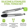 Spring Chef Tongs For Cooking Grilling Bbq and Steak Pasta and Salad Tongs Stainless Steel and Silicone-Tipped Kitchen Tongs 2-Piece Set 12 inches