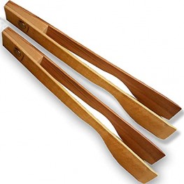 Wooden Toaster Tongs 2 PCs 12 Inch Long Wood Kitchen Tongs Utensils for Cooking and Holding Toast Bacon Muffin Bagel Bread