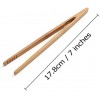 ZERIRA 2 Pieces 7 Inch Bamboo Toaster Tongs for Toast Pickles Tea Cooking Kitchen Tongs