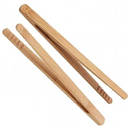 ZERIRA 2 Pieces 7 Inch Bamboo Toaster Tongs for Toast Pickles Tea Cooking Kitchen Tongs
