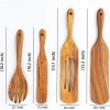 4 PCS Wooden Spurtle Set For Cooking Natural Acacia Wood Spatula Utensils Kitchen Set Tools As Seen on TV with 4 Hooks Salad Skimmer for Stirring Mixing When Cooking Steak Butter