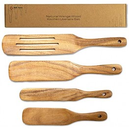 B&R Home Wooden Spurtles Set,4 Pcs Natural Acacia Wood Kitchen Utensils for Kitchen,Spurtle Kitchen Tools for Cooking Stirring Mixing and Serving