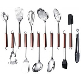Cooking Utensil Set 12 Piece Stainless Steel Kitchen Utensil Set Kitchen Gadgets Cookware Set Best Gift Kitchen Tool Set Rose Gold Handle