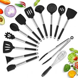 HOT TARGET 13 Silicone Cooking Utensils With Heat Resistant Handles Stainless Steel Silicone Kitchen Utensils Set Silicone Utensils Cooking Utensil Set