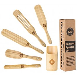 Spurtle Set Bamboo Spurtles Kitchen Tools As Seen On TV Spurtle Wooden cooking Utensils Set Nonstick Cookware Kitchen tool set- Wooden Spurtle Set 5 spatula with Utensil holder-Wood Spatula Spoons