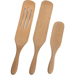 Spurtles Kitchen Tools 3-Piece Spurtle Set – Large Wooden Spoons for cooking Natural Wood Cooking Tools and Cookware Set Kitchen Utensils Set with Spatula Stirring and Slotted Spoon