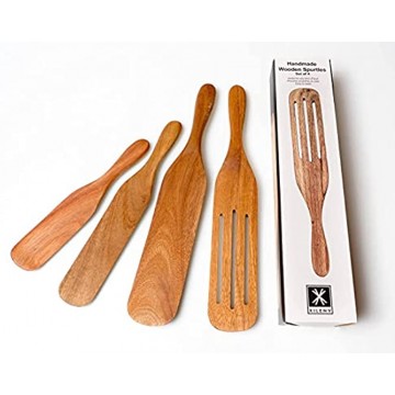 Spurtles Kitchen Tools as Seen on Tv. Wood Cooking Utensils for Non-Stick Cookware Baking Spreading Mixing Serving and More. Wooden Spurtle Set of 4