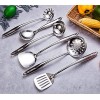 Stainless Steel Kitchen Utensil Set Standcn 9 PCS Cooking Utensils Solid Spoon Slotted Spoon Meat Fork Spatula Soup Ladle Skimmer Slotted Spatula Spaghetti Server Large Spoon