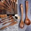 Wooden Spoons for Cooking,10 pcs Wood Utensil Set Wooden Kitchen Utensils for Nonstick Cookware Natural Teak Utensils for Cooking Wood Cooking Utensil Set