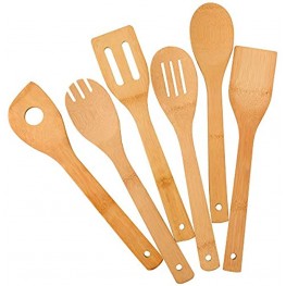 Zhuoyue Kitchen Cooking Utensils Set 6 Pcs Bamboo Wooden Spoons & Spatula Kitchen Cooking Tools for Nonstick Cookware and Wok