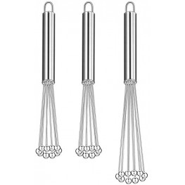 3 Pieces Ball Whisk Set Whisk Beater Stainless Steel Ball Whisk in 10 Inch and 12 Inch Wire Ball Egg Whisk Kitchen Whisks Set for Cooking Blending Whisking Beating Stirring
