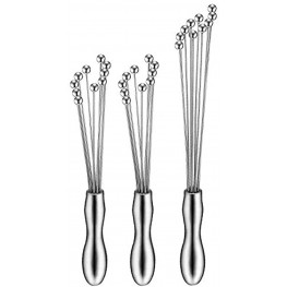 3 Pieces Stainless Steel Ball Whisk Set 10-Inch and 12-Inch Wire Egg Whisk Egg Beater Manual Mixer Whisk for Sauces Cream Cooking Stews Chunky Dishes Breaking up Ground Meat