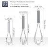 3 Pieces Stainless Steel Kitchen Flat Whisk Set 8 Inch 10 Inch and 11.6 Inch Stainless Steel Flat Wire Egg Utensils Whisk 6 Wires Egg Mixing Whisk for Cooking Blending Whisking Beating Stirring
