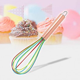 ExcelSteel Perfect Durable Gift for Mixing Easy to Clean Up Silicone Tri-Color Whisk 8 Rose Gold