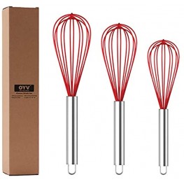 OYV Whisk Whisks for Cooking Upgraded Silicone Mini Whisk 3 Pack Sturdy Colored Balloon Egg Beater for Blending Whisking Beating Stirring Cooking Baking 3 Pack Red