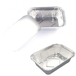 50 Pack Aluminum Pans with Lids Disposable 8.5"×6"×2" Foil Food Containers with Lids 2.25 LB Heavy Duty Tin Foil Pans 50 Containers and 50 Lids Disposable Cookware For Baking Grilling Cooking Storing and Prepping Recyclable Material