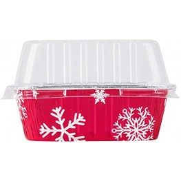 Disposable Aluminum Holiday 1 lb. Mini Loaf Pans with Clear Snap on Lid #9302X 10