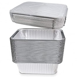 Pack 8-lb Oblong Deep Disposable Aluminum Pans with Lids Foil Pans Perfect for Baking Cooking Food and Storage Container 10 Pack