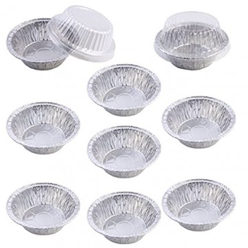 Pack of 9 Mini Disposable Aluminum Foil Pot Pie Pans with Plastic Cover Lids