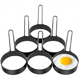 6 Pack Egg Ring Stainless Steel Round Egg Cooking Rings Non-Stick Frying Egg Maker Molds