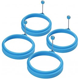 Egg Ring McoMce Egg Cooking Rings 100% Food Grade Round Pancake Mold BPA Free Durable & Reusable Silicone Ring Eggs Non Stick Silicone Ring for Eggs 4 Pack Blue