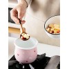 MDZF SWEET HOME 4-Inch Enamel Milk Pot Non-stick Mini Saucepan Butter Warmer with Wooden Handle Small Cookware 17Oz