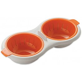 Microwave Eggs Poacher,2 Cavity,Food Grade Double Cup Egg Boiler Perfect Poacher Microwavable Double Layer Egg Cooker Cooking Kitchen Tools Pack Orange