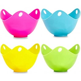 Silicone Egg Poaching Cups Easy 4pcs Release and Cleaning Poached Egg Cup with Ring Standers for Eggs Benedict Set of Microwave Egg Poachers Silicone Pots Cooker Microwave Stove Top Dishwasher Safe