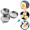 YARNOW 2pcs Stainless Steel Egg Poacher Pan 3 Poached Egg Cups for Poached Eggs Brunch Breakfasts Microwave Egg Poachers Kitchen Gadgets with Oil Brush